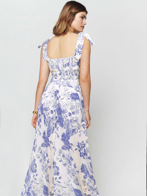 Vestido French Longo Decote Reto Fendas Vestido EP01 