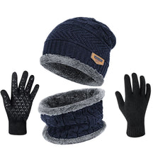 KIT Conjunto Touca Gorro Térmico com Cachecol + Luvas Espaço Shop Azul Escuro 