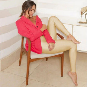 Calça Legging Glow Shine Calça Legging L01 amendoa P 