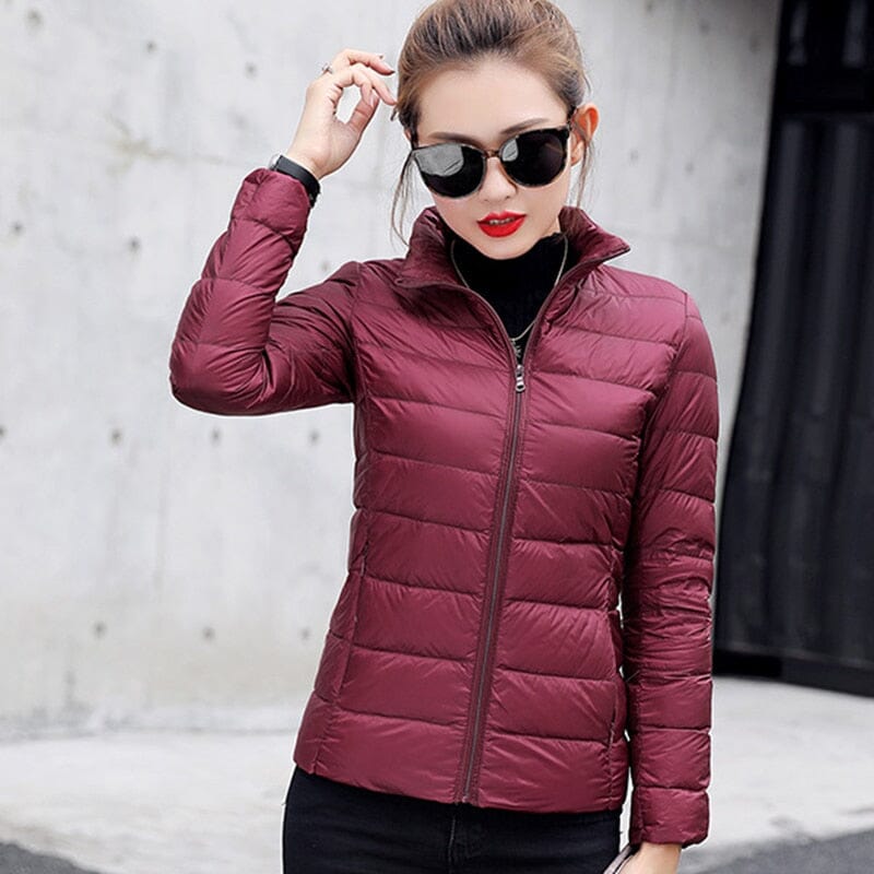 jaqueta puffer feminina IF07 - jaqueta puffer feminina espaco shop Vinho PP 