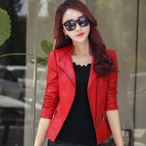 Jaqueta de Couro Feminina Elegance PA52 - jaqueta de couro feminina espaco shop Vermelha PP 