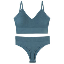 Kit Calcinha e Sutiã sem costura Espaço Shop Azul P 40-60kg 
