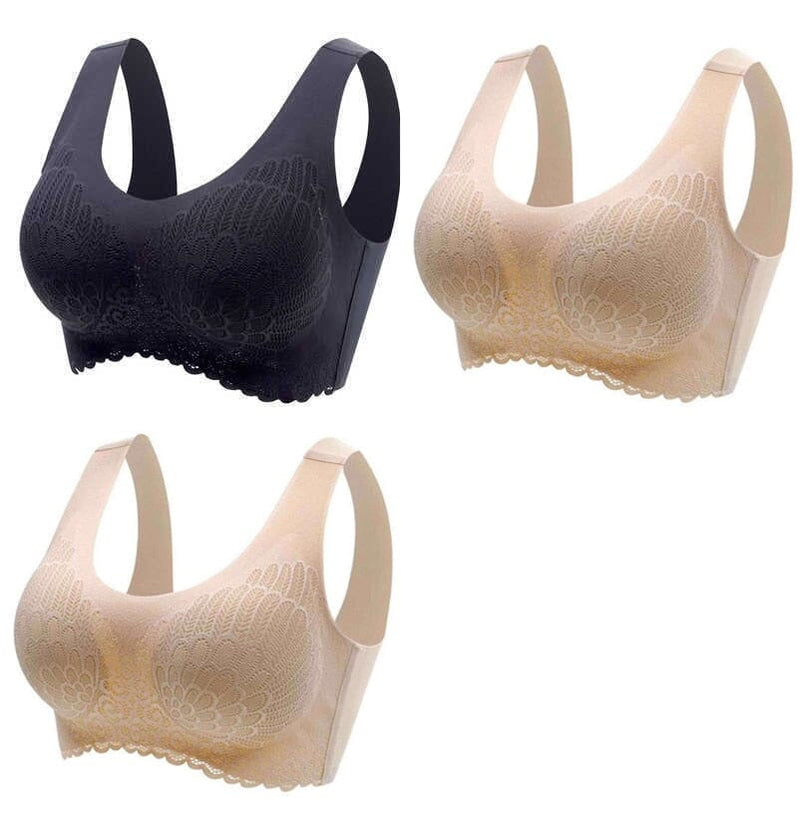 Kit 3 sutiã Confort 5D Alta Sustentação Espaço Shop 2 Nude 1 Preto P 