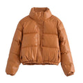 Jaqueta Couro Puffer Feminina Espaço Shop Caramelo PP 