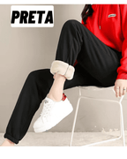 Calça Moletom Feminina com Forro de Lã calca frio Gamborini Preta PP 