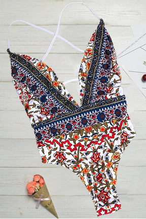 Maiô Estampa Boêmia Decote V Moda Praia espaco shop 