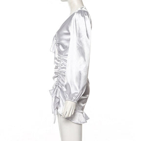 Vestido Cetim Giovana (Preto e Branco) Cisco 